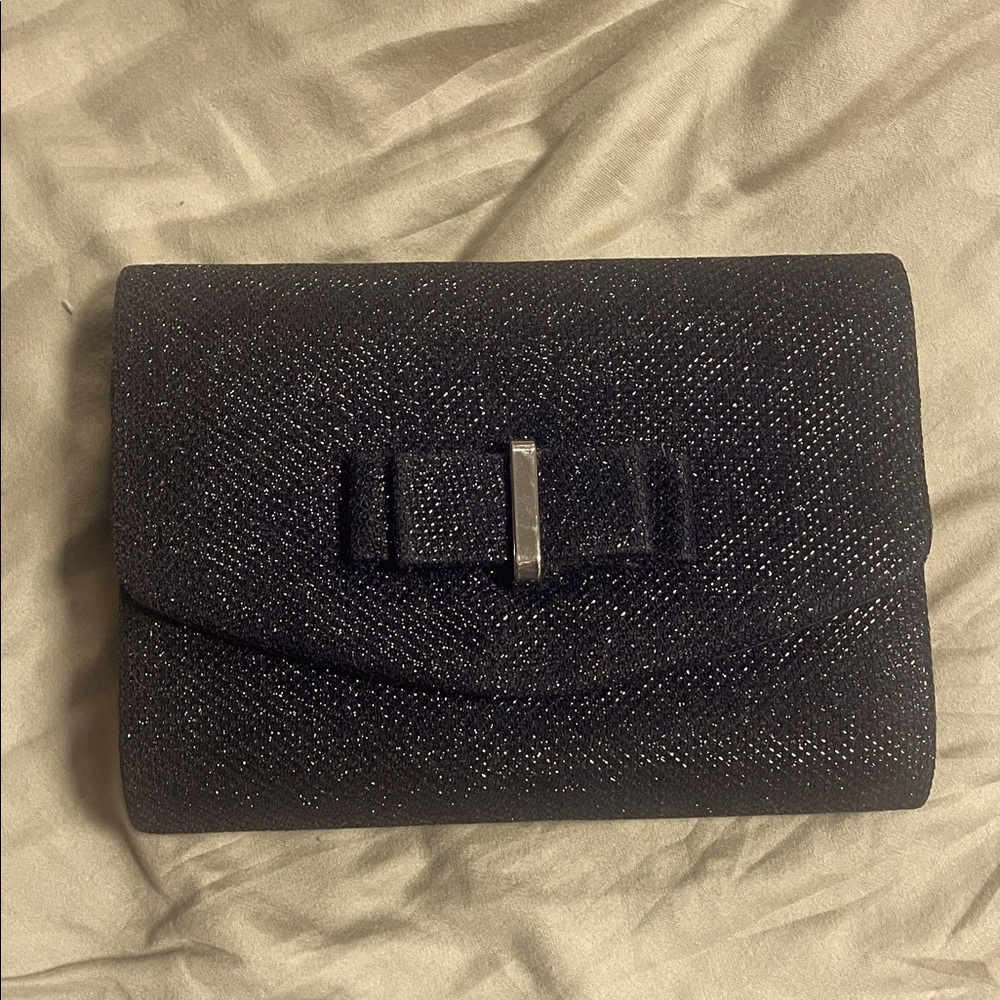 Elegant Black Clutch with Bow Accent